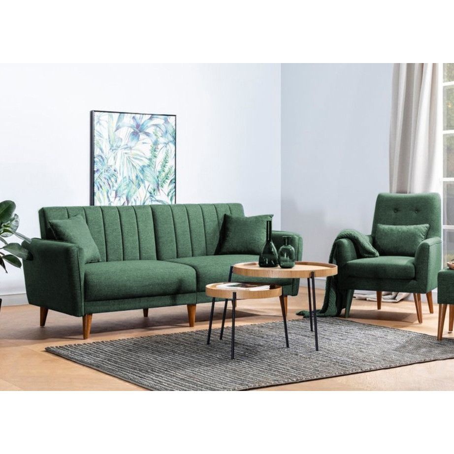 Set canapea 3 locuri extensibila si fotoliu Aqua Verde