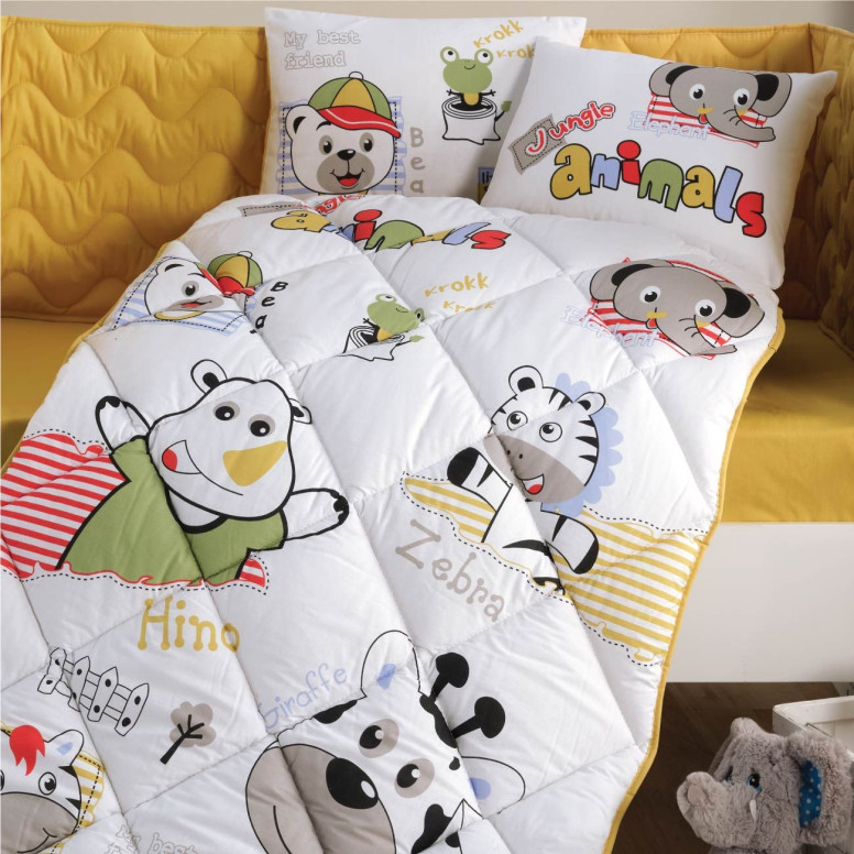 Set Complet Lenjerie Patut Bebe Animals V1 Negru (Bumbac 100%) - 2 | YEO