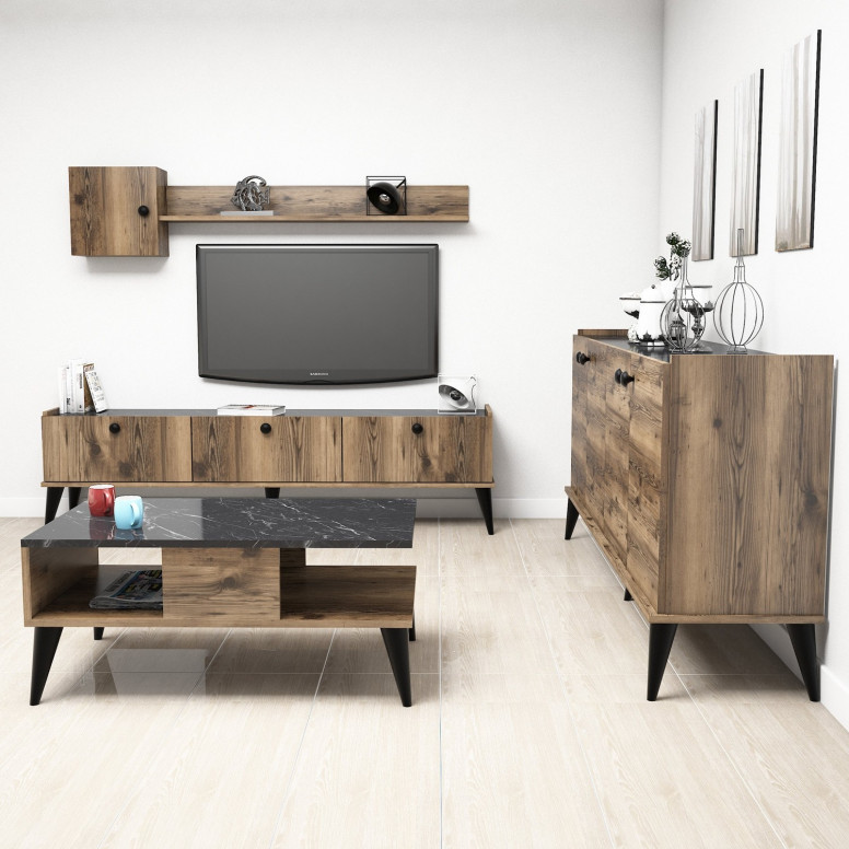 Set Complet Living Lidya 2 Walnut-Marble - 1 | YEO