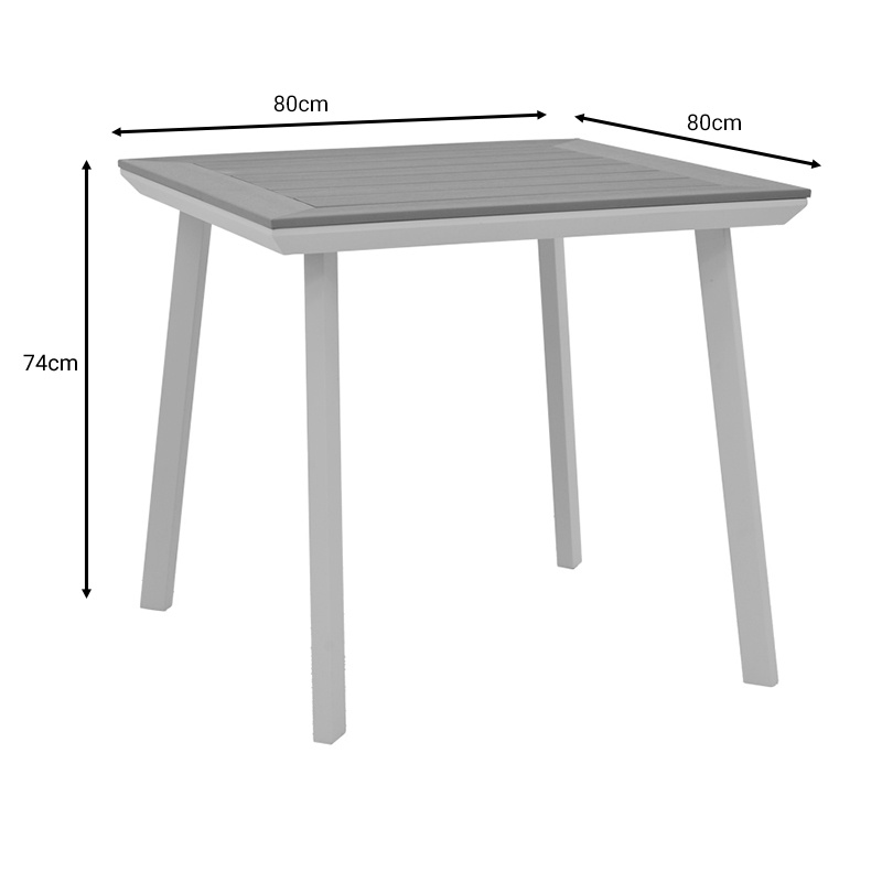 Set de 3 buc masa si scaune de gradina Synergy Clutch aluminiu alb si placaj culoare naturala 80x80x74 cm