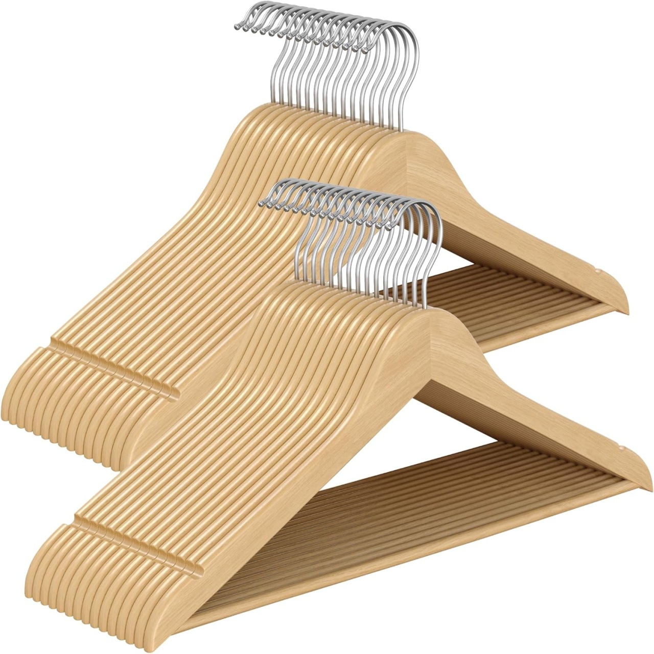 Set de 30 umerase din lemn, Songmics, Natural, 43 x 21 cm