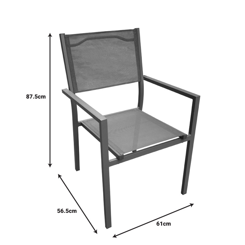 Set de 5 buc masa si scaune de gradina Nares-Moly C aluminiu antracit si plasa cu placaj culoare naturala 180x90x72.5 cm