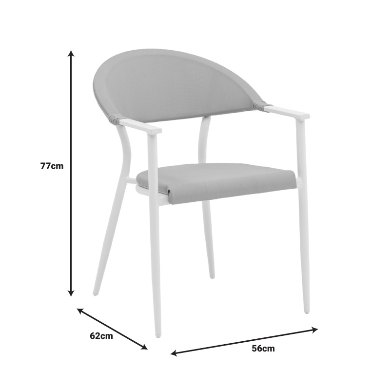 Set de 7 buc masa si scaune de gradina Kliton Pino aluminiu alb 150x80x74 cm