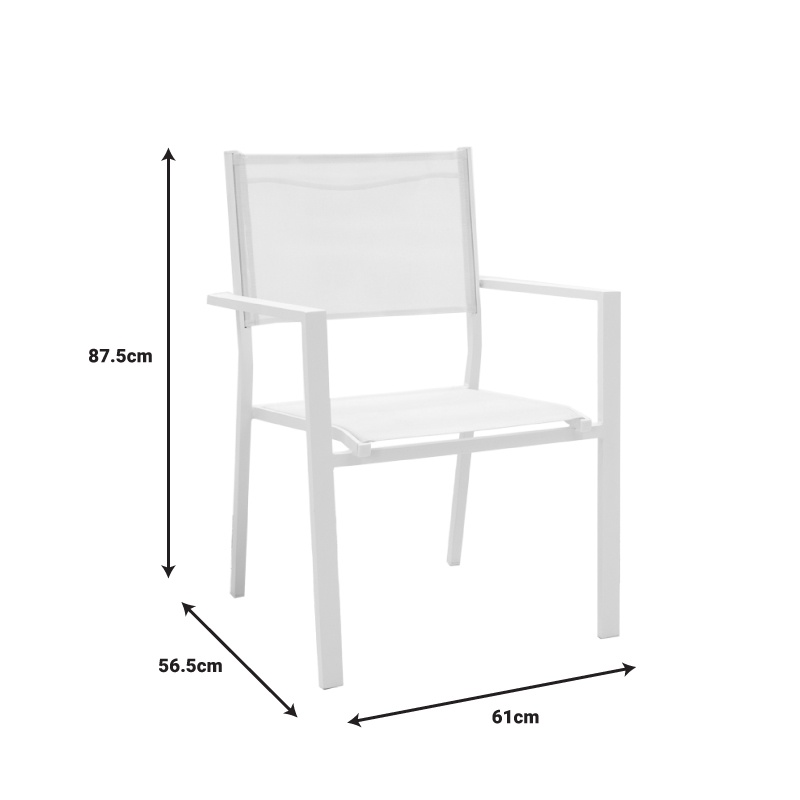 Set de 7 buc masa si scaune de gradina Nares Moly aluminiu alb si placaj culoare naturala 180x90x72.5 cm