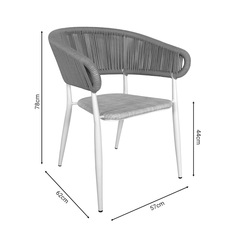 Set de 7 buc masa si scaune de gradina Nares-Raven B aluminiu alb si placaj in nuanta naturala 180x90x72.5 cm