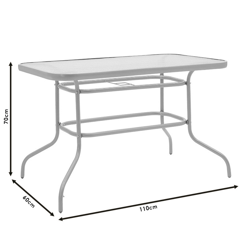 Set de gradina masa si scaune 5 bucati Calan metal negru-textilena gri inchis 110x60x70cm