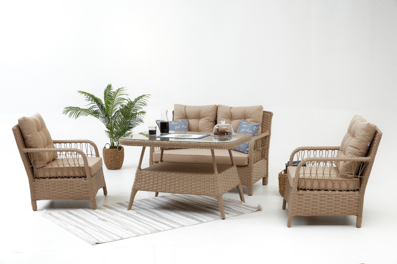 Set de gradina Vera Rattan (211S) Crem 130x65x90 cm