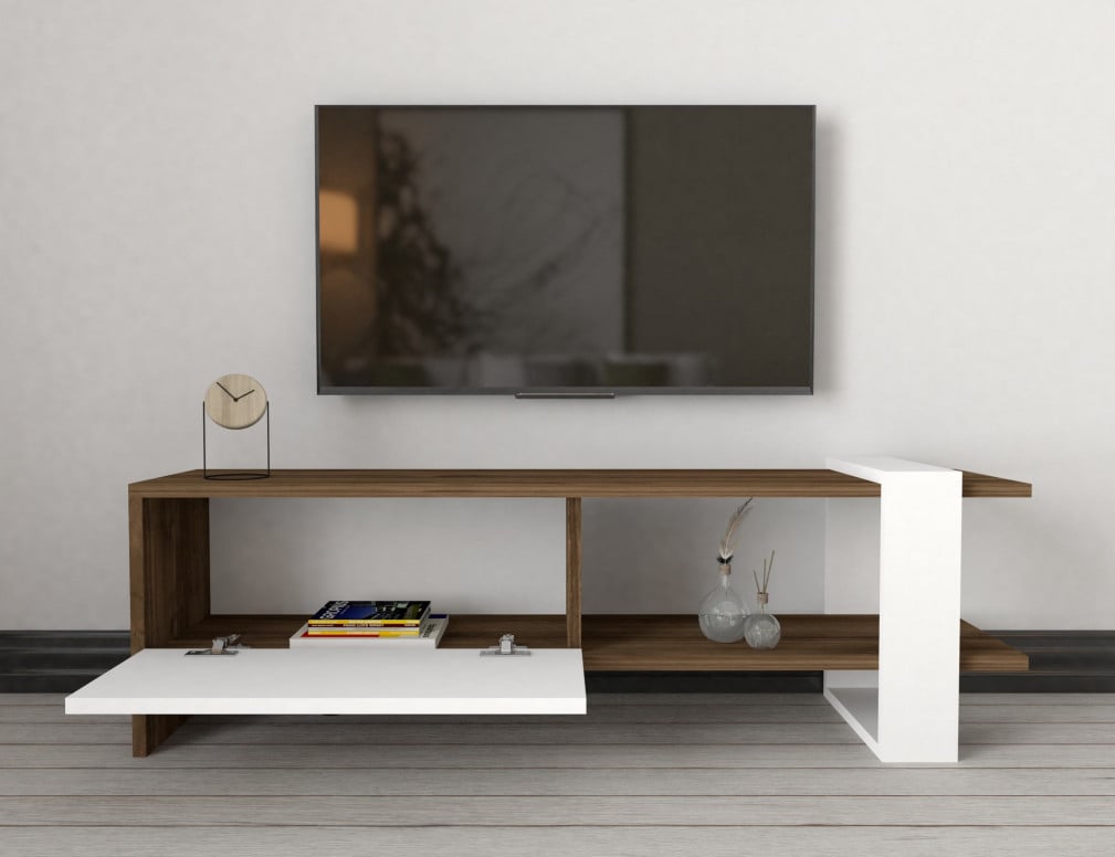 Set de mobilier pentru living Gaye, Nuc- Alb - 2 | YEO