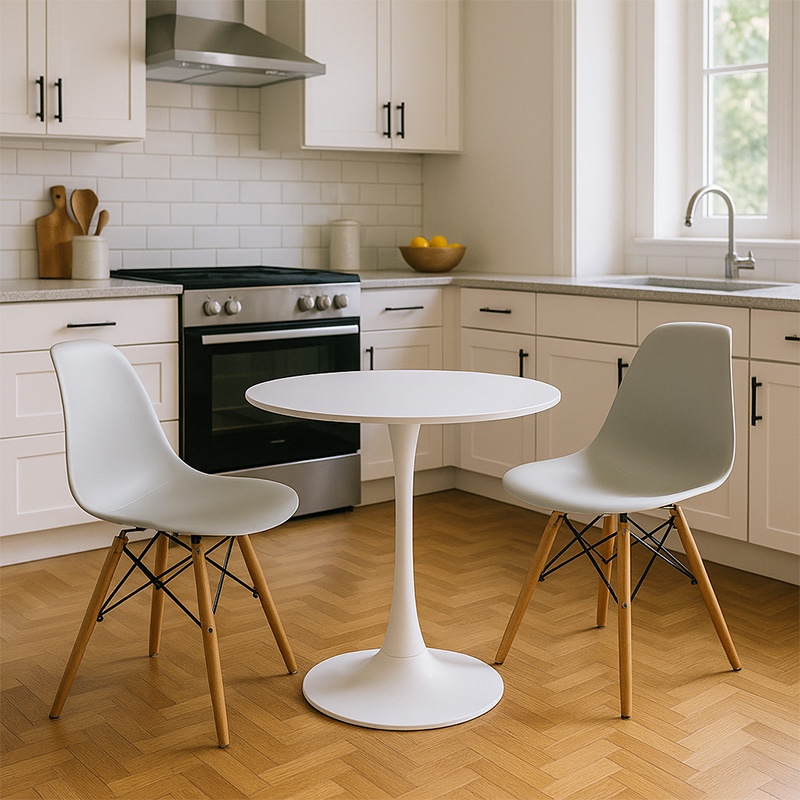 Set dining Elijah-Julita, Pako World, Alb-Natural, 3 piese, 60x60x74 cm - 1 | YEO
