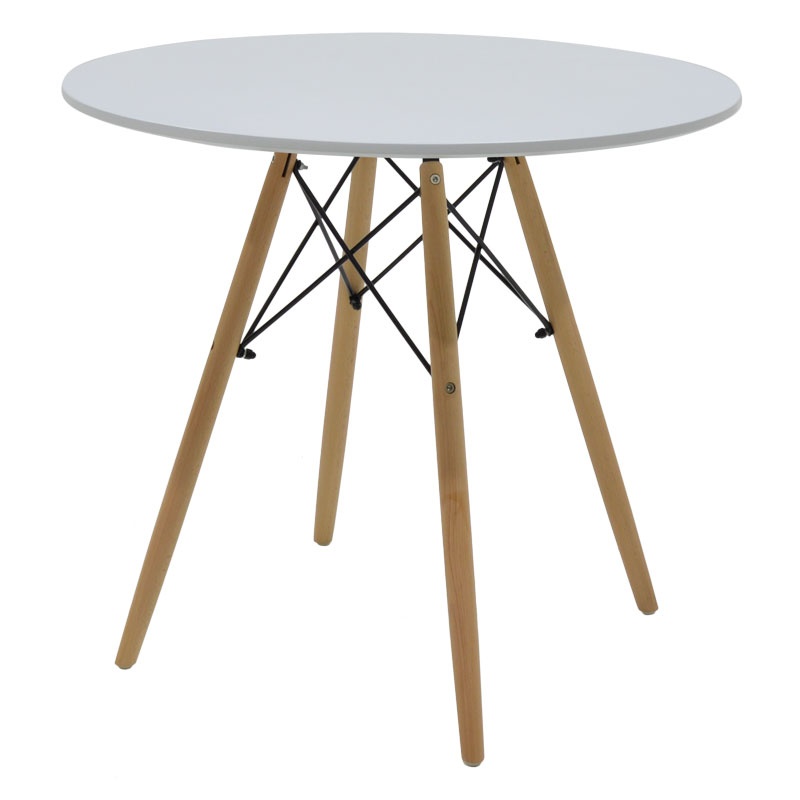 Set dining Julita-Gaston, Pako World, MDF, 3 piese, Gri-Alb-Natural, 80x80x73 cm - 3 | YEO