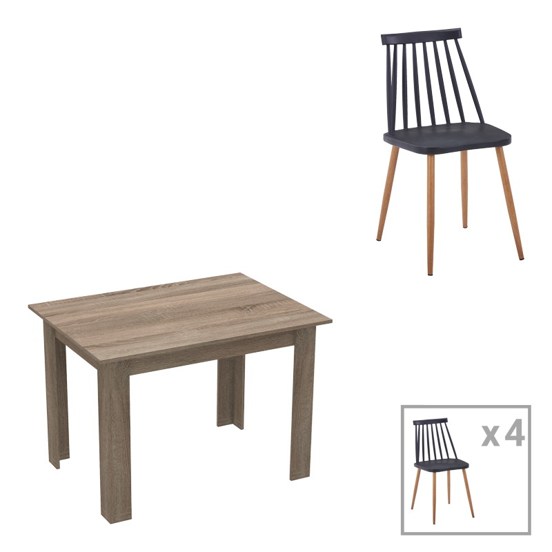 Set dining Manka-Aurora I Pako World 5 piese Sonoma-Negru 110x80x77 cm