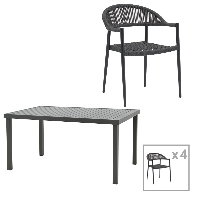 Set masa si scaune 5 buc de gradina Freiburg-Kliton Pako World Antracit 150x80x74 cm