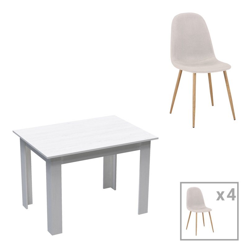 Set masa si scaune 5 piese Bella-Manka Alb 110x80x77 cm