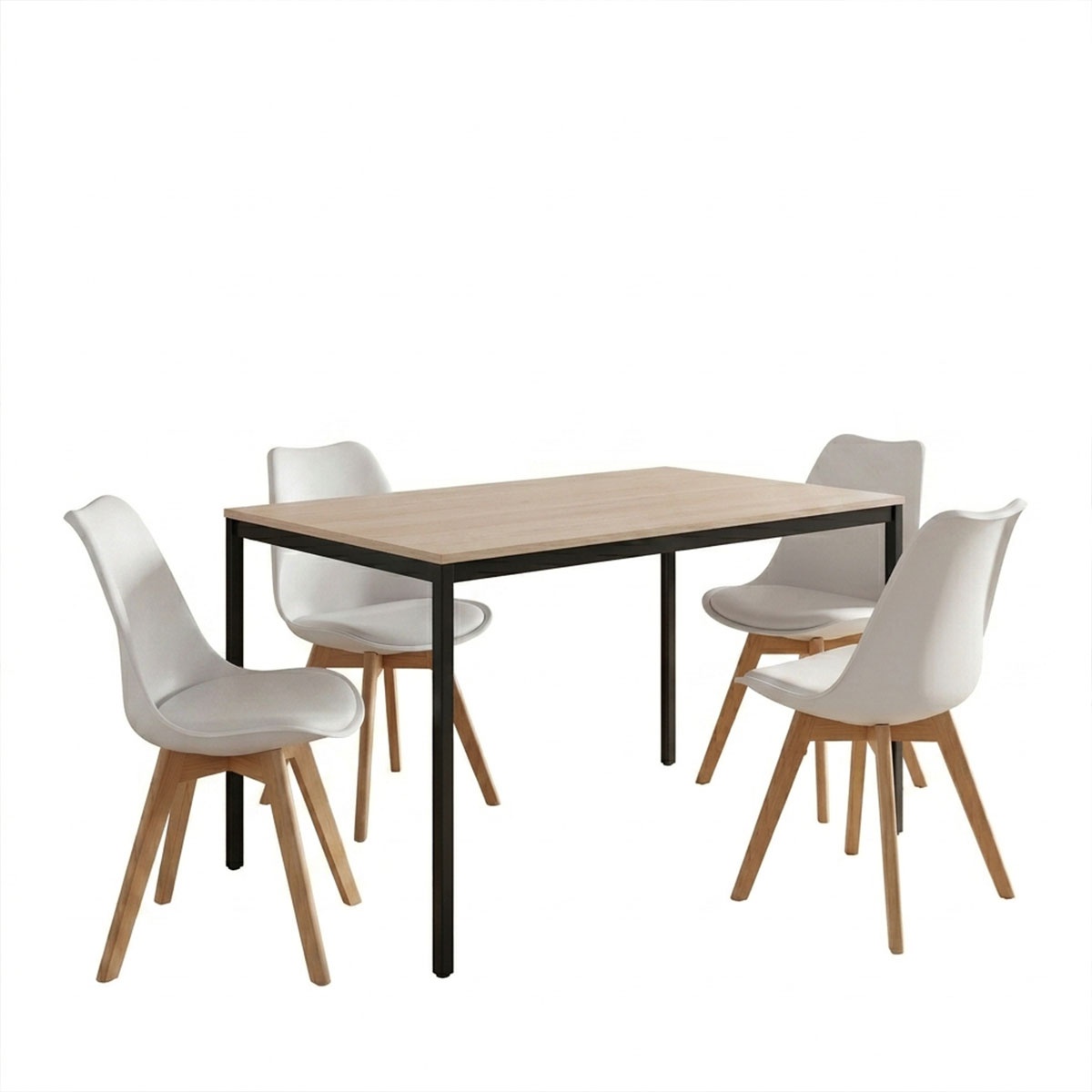 Set masa si scaune dining, 5 buc, Gaston Faragio, Pako, Negru 120x75x75 cm - 2