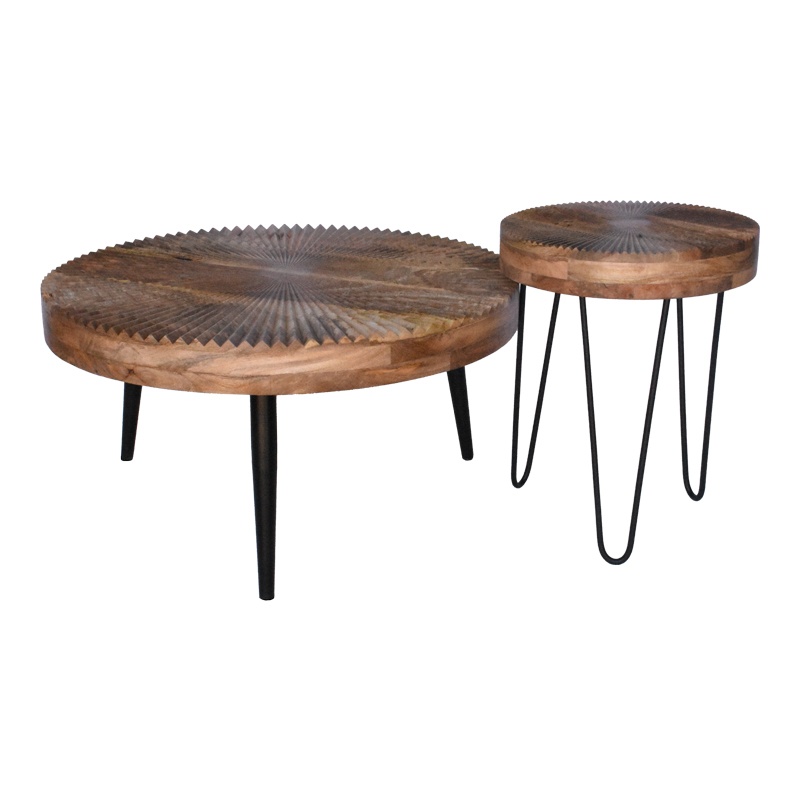 Set masute de cafea, 2 buc, Lemia, Pako, Natural 77x77x40 cm - 2