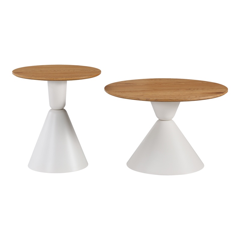 Set masute de cafea, 2 buc, Obsidian, Pako, Alb 70x70x43 cm - 3