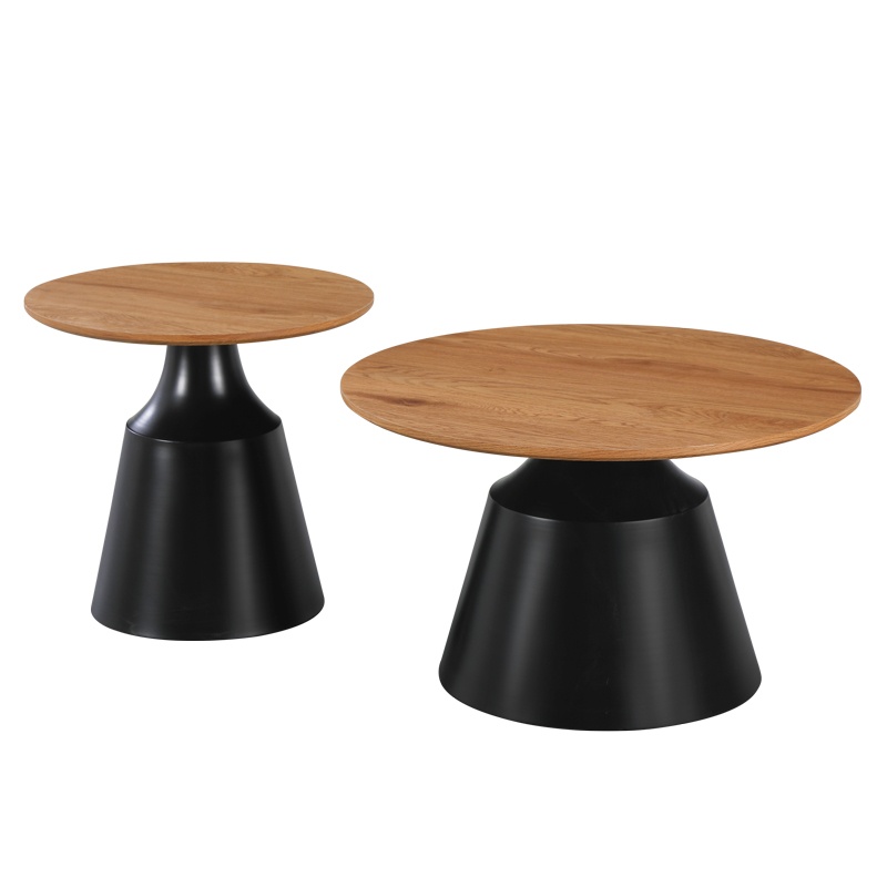 Set masute de cafea, 2 buc, Parquet, Pako, Negru 70x70x39 cm - 2