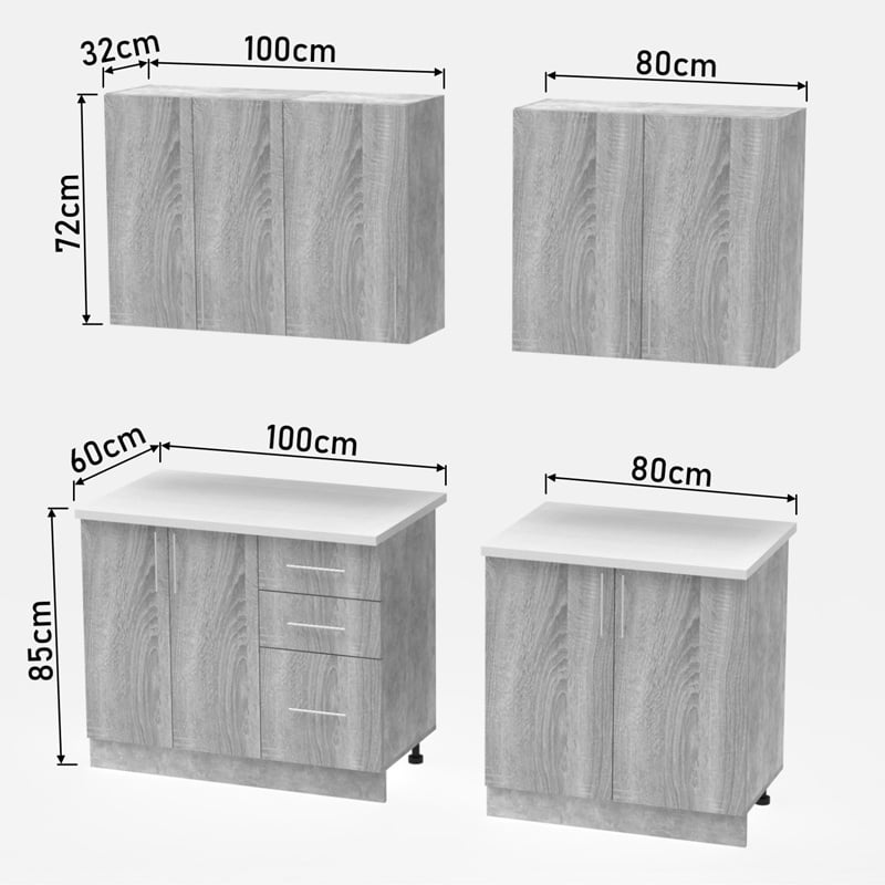 Set mobila bucatarie 4 buc Festa V Pako World Sonoma 160x60x85 cm