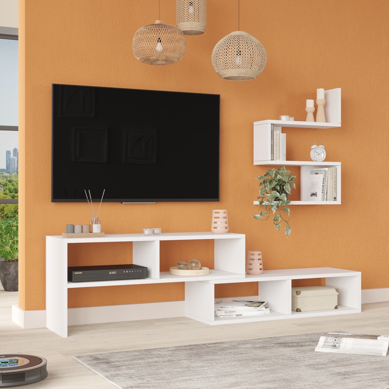 Set mobilier living Kakomo, Pako World, Alb, 170x29x43 cm - 1 | YEO