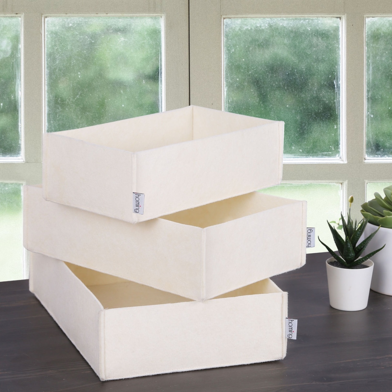 Set organizator de birou din fetru (3 bucati) HMY-6271 Crem 32x21x7.5 cm