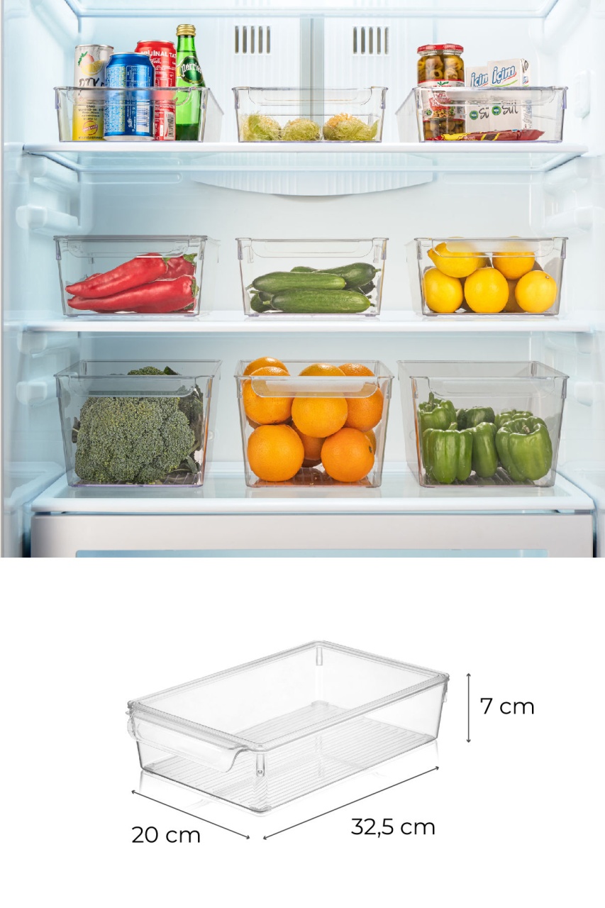 Set organizator frigider, 3 piese 729 Transparent 20x32.5x7 cm - 1 | YEO