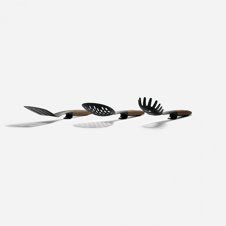Set Ustensile de Bucatarie, 7 piese, cu suport, ebony rosewood