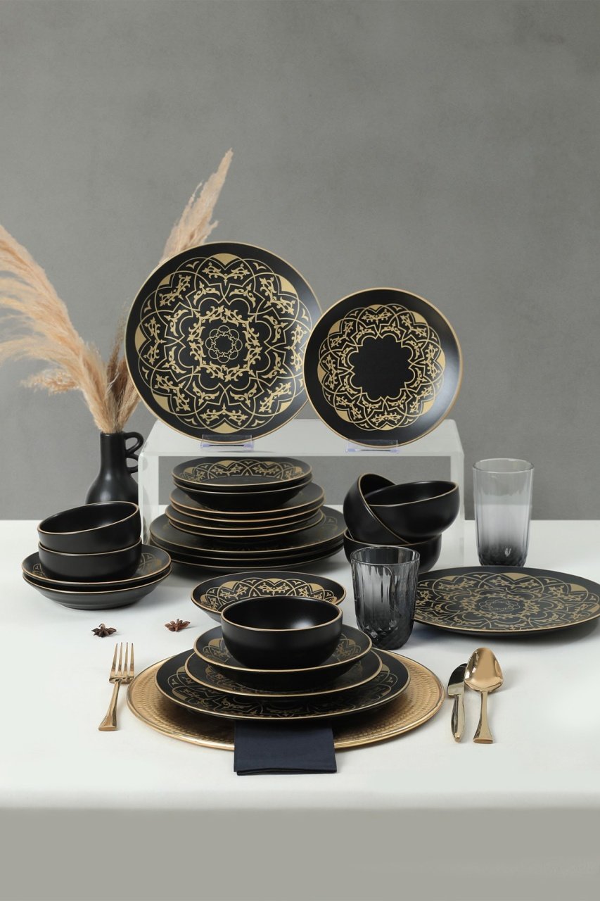 Set veselă din ceramică, 24 bucati X141510 Negru 26x26x2 cm - 3 | YEO