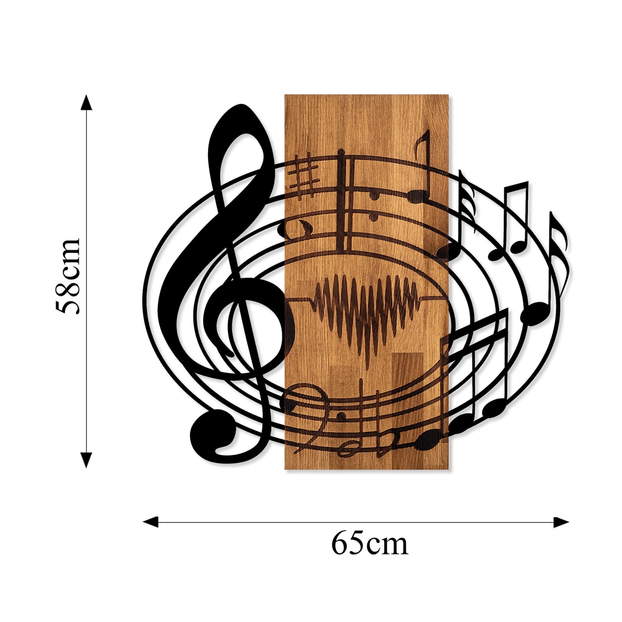 Tablou din lemn si metal Musical Nuc 58x67 cm