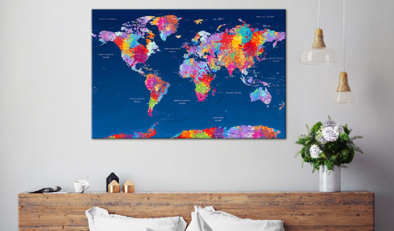 Tablou din plută - World Map: Artistic Fantasy 90x60 cm - 1 | YEO