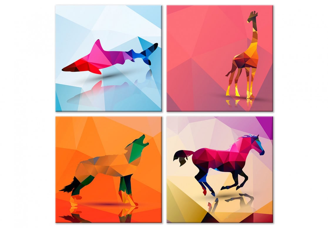 Tablou - Geometric Animals (4 Parts) 90x90 cm - 1 | YEO