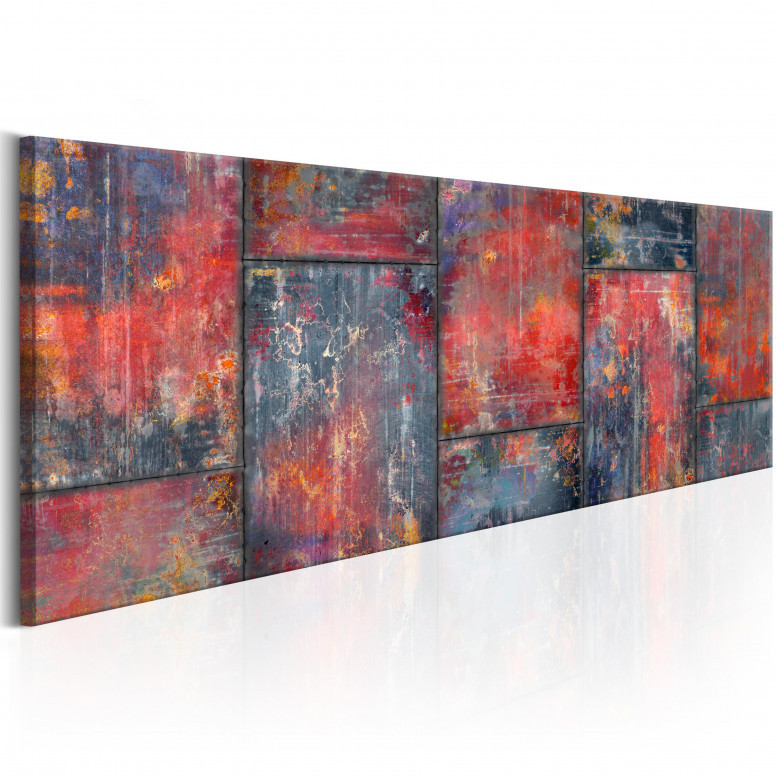 Tablou - Metal Mosaic: Red 120x40 cm