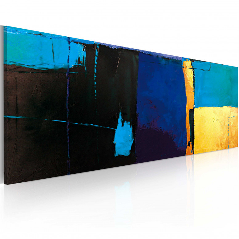 Tablou pictat manual - Fascination with the blue color 100x40 cm