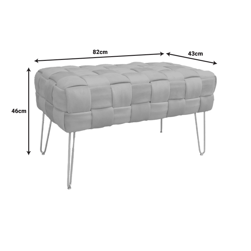 Taburet Wenzo catifea gri 82x43x46 cm