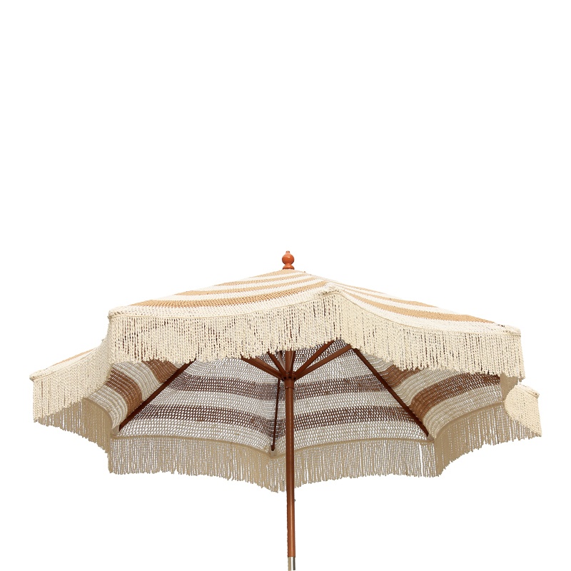 Umbrela de gradina Brilie, Pako World, Lemn, 2.7x2.6 m, Maro-Alb - 1 | YEO