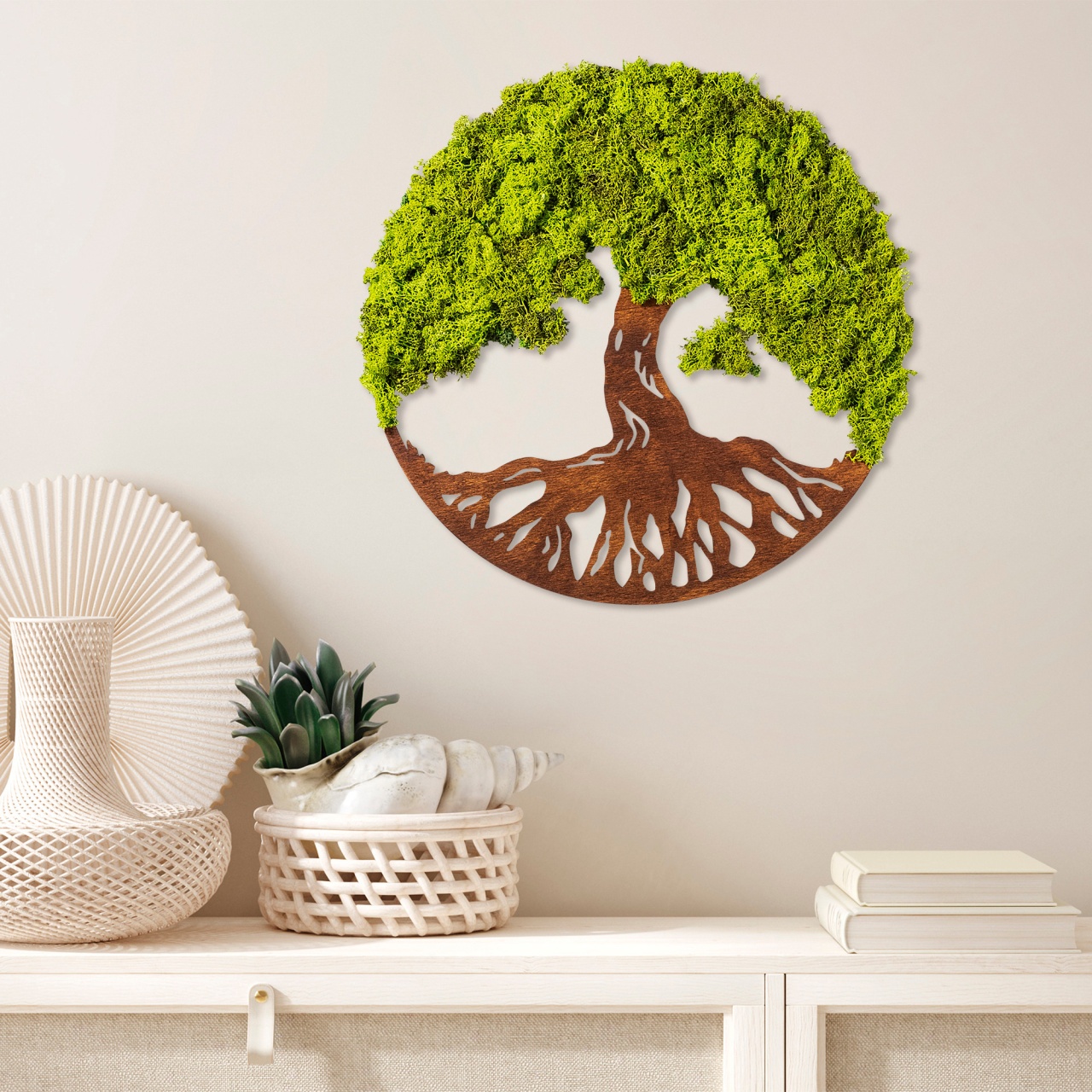 Accesoriu decorativ de perete cu licheni vii Tree Of Life Verde 44x1x44 cm - 1 | YEO