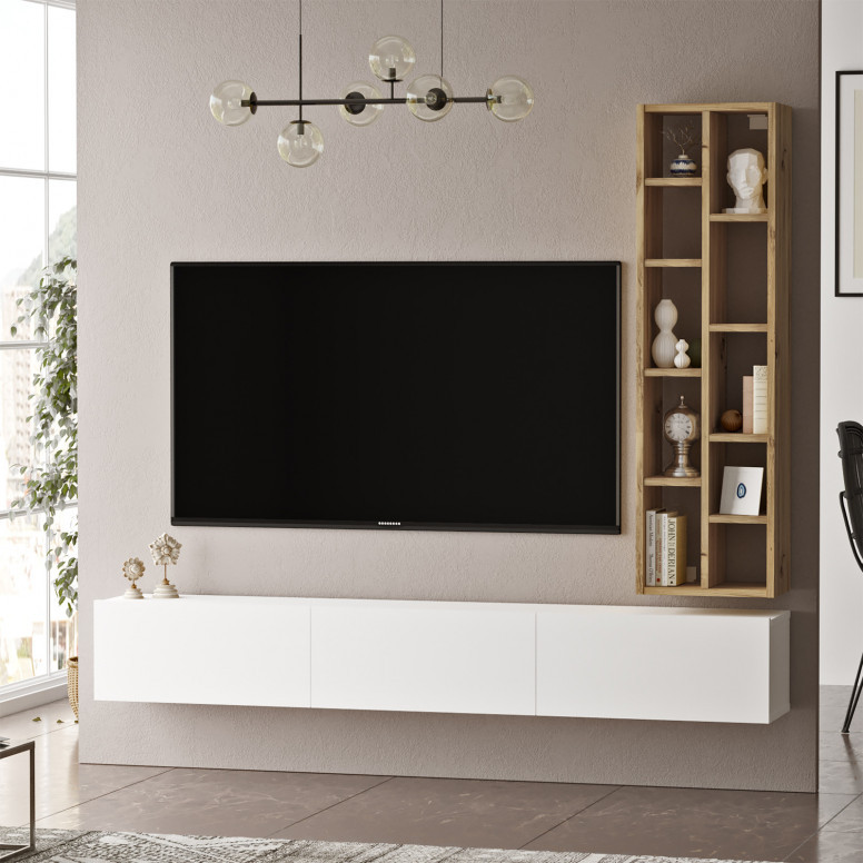 Ansamblu Comoda TV LV9 Oak-Alb - 1 | YEO