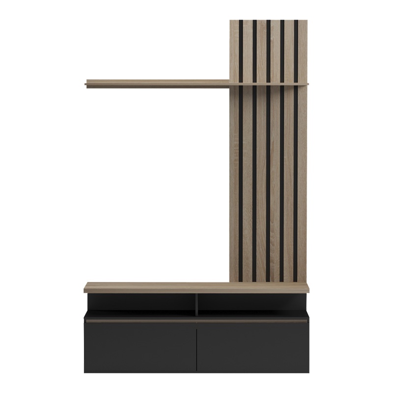 Ansamblu comoda TV Perlento Negru 140x41x219.5 cm - 2 | YEO