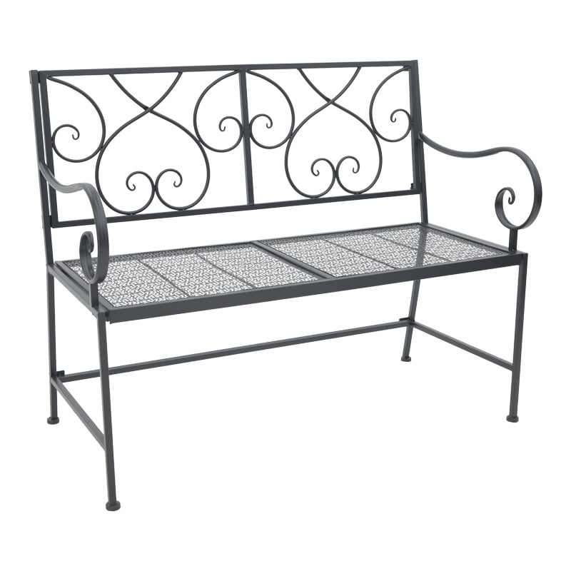 Banca de gradina Cazpo metal negru 114x45x90 cm