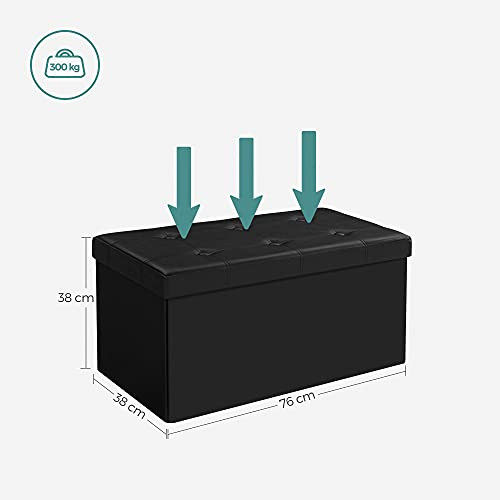 Bancuta hol cufar cu depozitare, Songmics, Negru, 76x38x38 cm - 2 | YEO