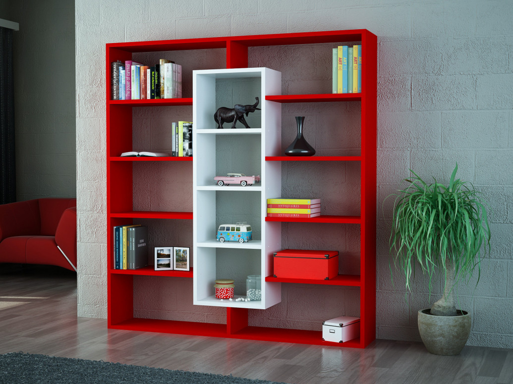 Biblioteca Ample - Red, Alb