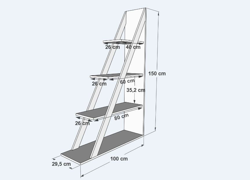 Biblioteca Arven Alb 100x150x29.5 cm