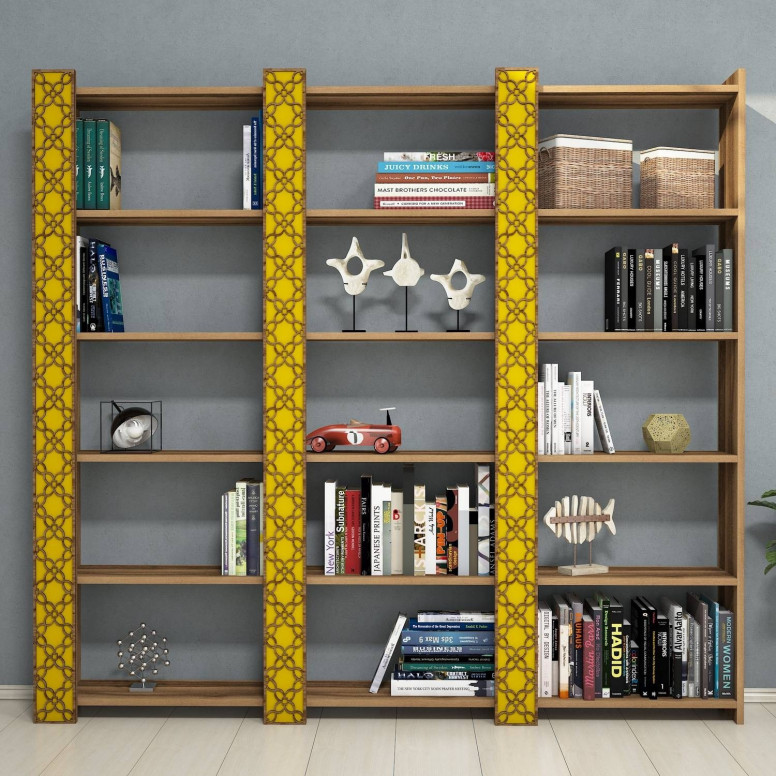 Biblioteca City 3 - Walnut, Yellow - 1 | YEO