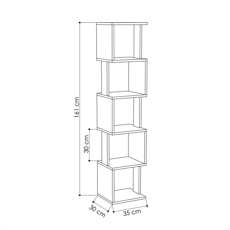 Biblioteca - Coloana Piri culoare lemn natural - alb 35x30x161cm - 2 | YEO