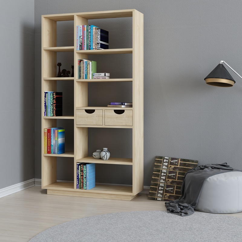 Biblioteca cu sertare Dakin, Pako World, Stejar, 80x25x190 cm - 1 | YEO