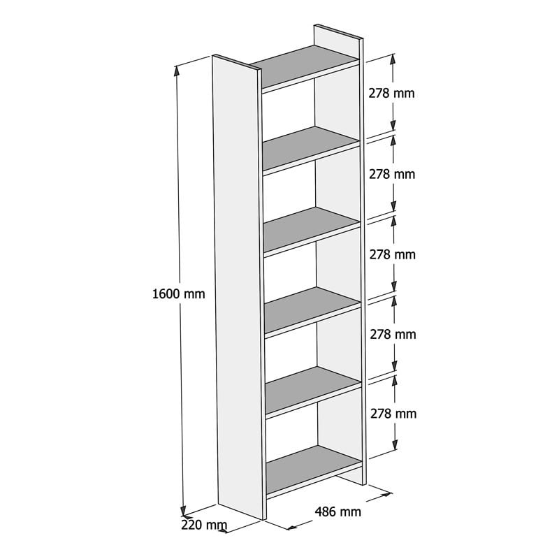 Biblioteca Darco melaminat stejar - alb 48.6x22x160cm - 2 | YEO