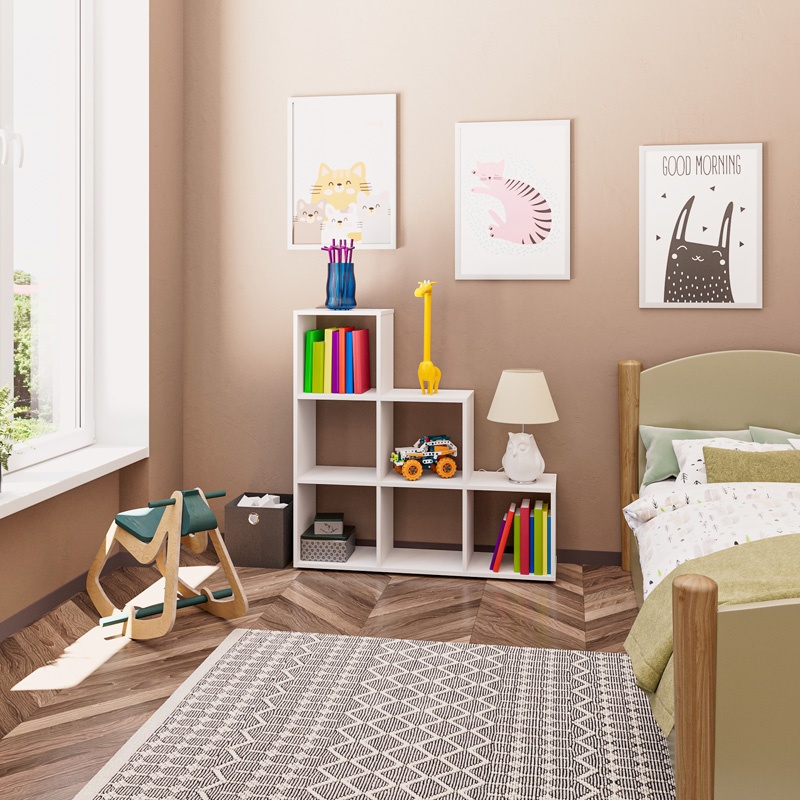 Biblioteca Schody Alb 105.5x29.2x107 cm - 1 | YEO