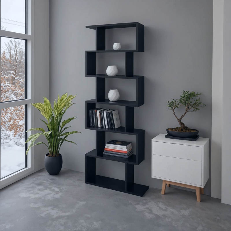 Biblioteca Sezen, Pako World, Gri inchis, 70x24x191 cm - 1 | YEO