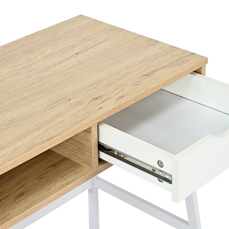 Birou cu raft Rezio, Pako World, Alb, 75x45x76 cm - 4 | YEO