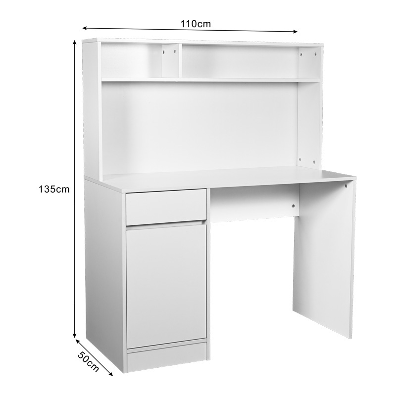 Birou cu raft Secreta, Pako World, Alb, 110x50x135 cm