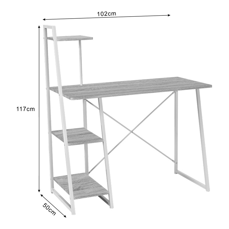 Birou cu rafturi Deckstor, Pako World, Alb, 102x50x117 cm